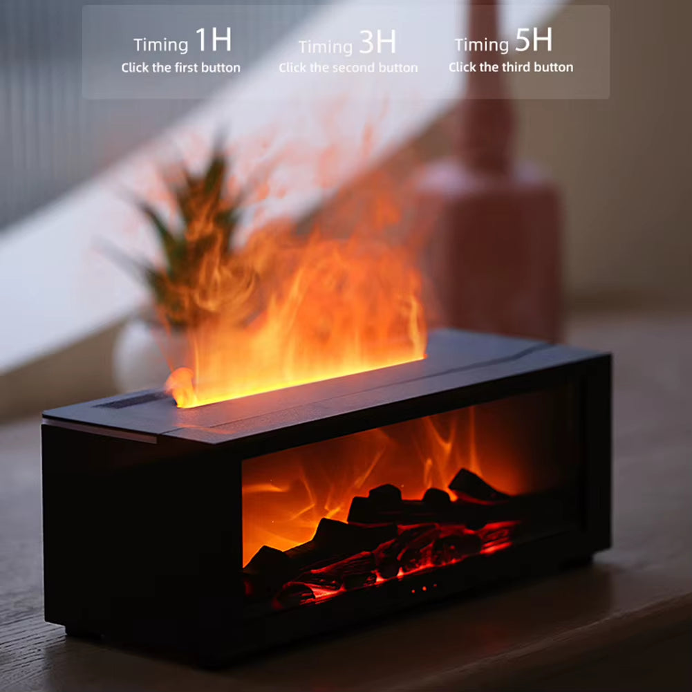 Colorful Flame Fireplace Aroma Diffuser Creative Fireplace Air Humidifier Waterless Auto-Off Mute Aroma Essential Oil Diffuser